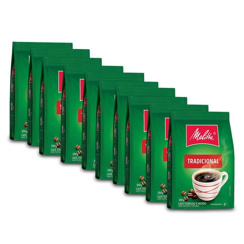 Café Moído Melitta Tradicional Kit 10 Pacotes De 250G