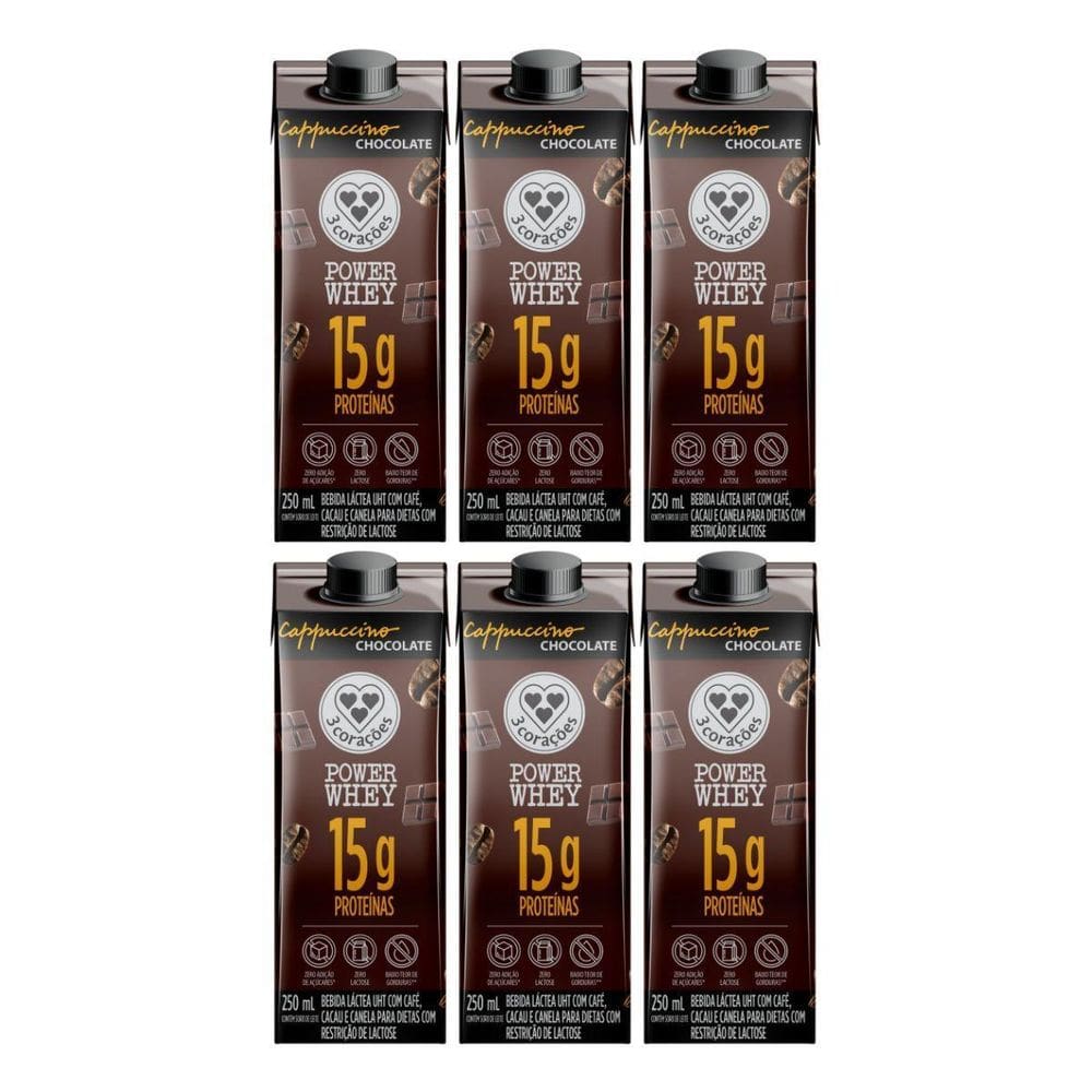 Kit 6 Cappuccino 15G Proteina Power Chocolate 250Ml