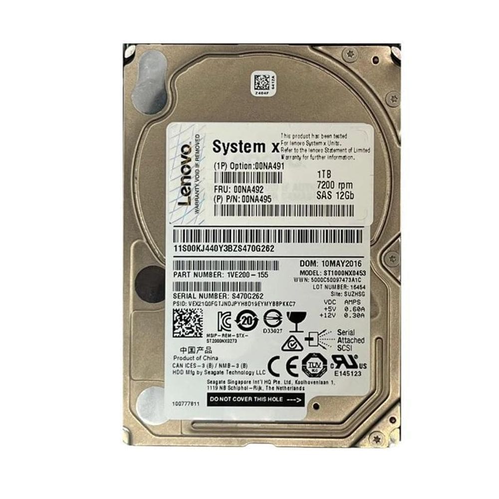 Hd Sas Storageserver Ibm/Lenovo 1Tb 2.5/12Gbs Fru:00Na492