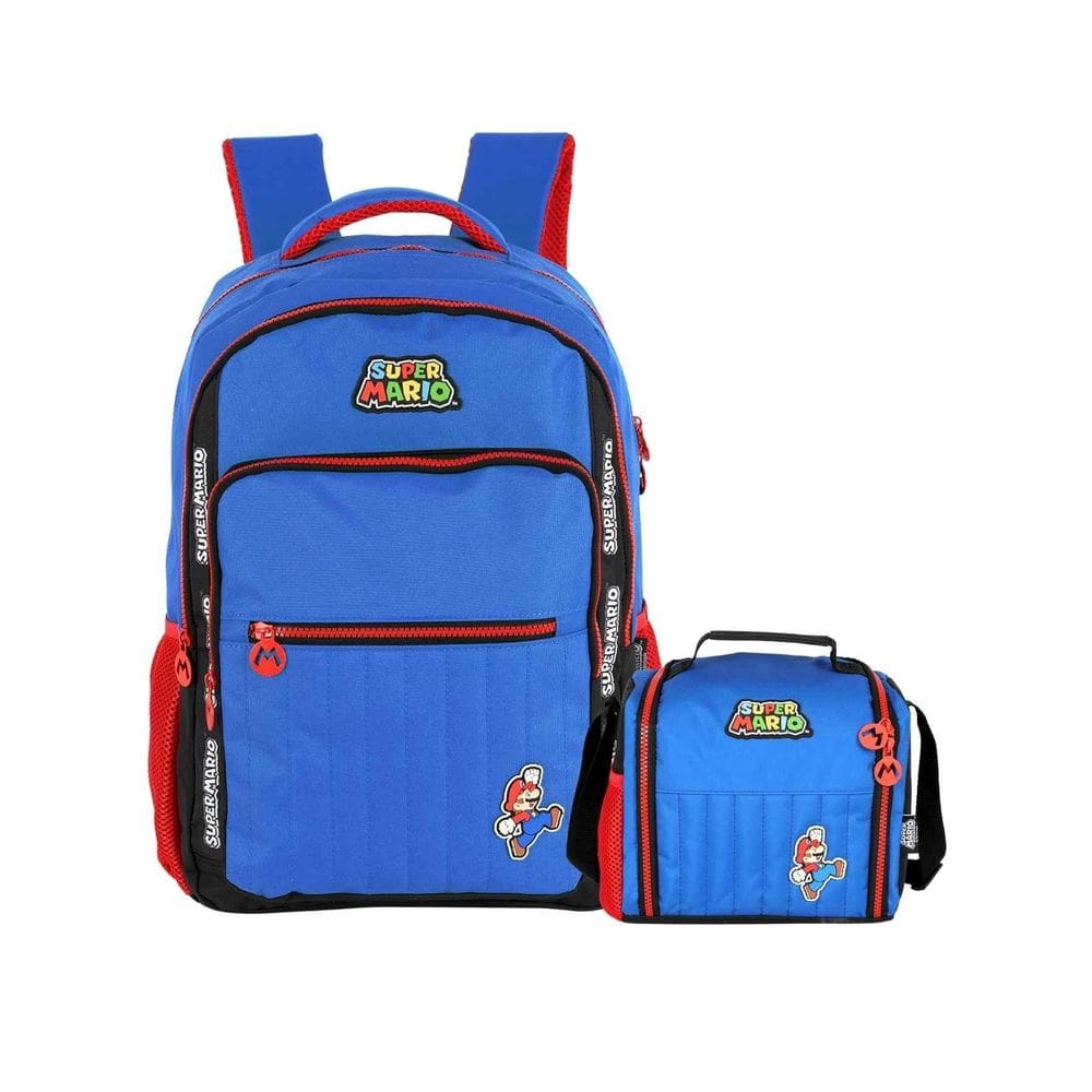 Kit Super Mario Mochila Costas + Lancheira Térmica