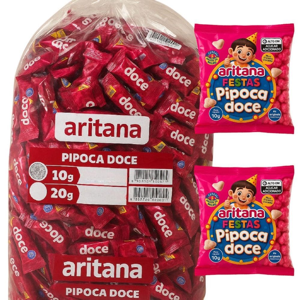 Kit 50 Mini Pipoca Doce De 10Gr Aritana Para Festa
