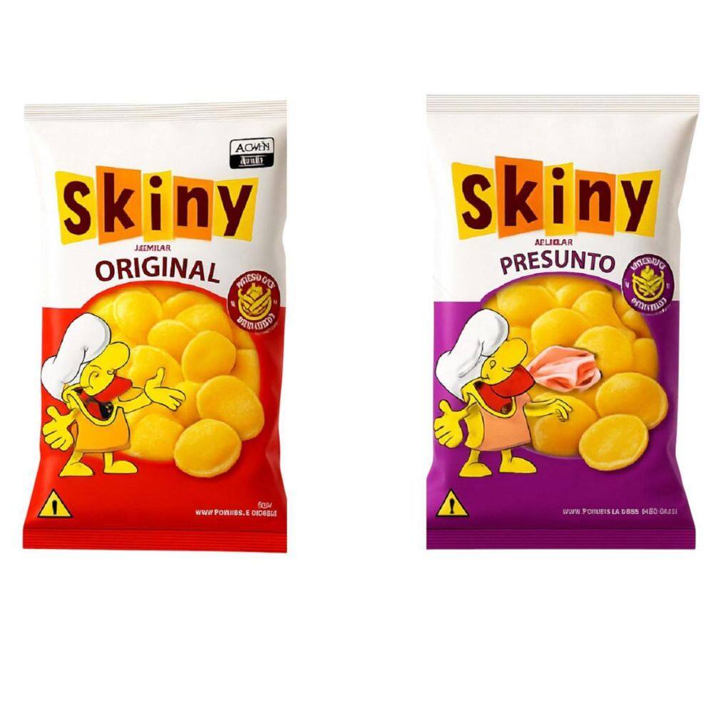 Kit 10 Salgadinho Skiny Natural E Presunto De Milho 35G