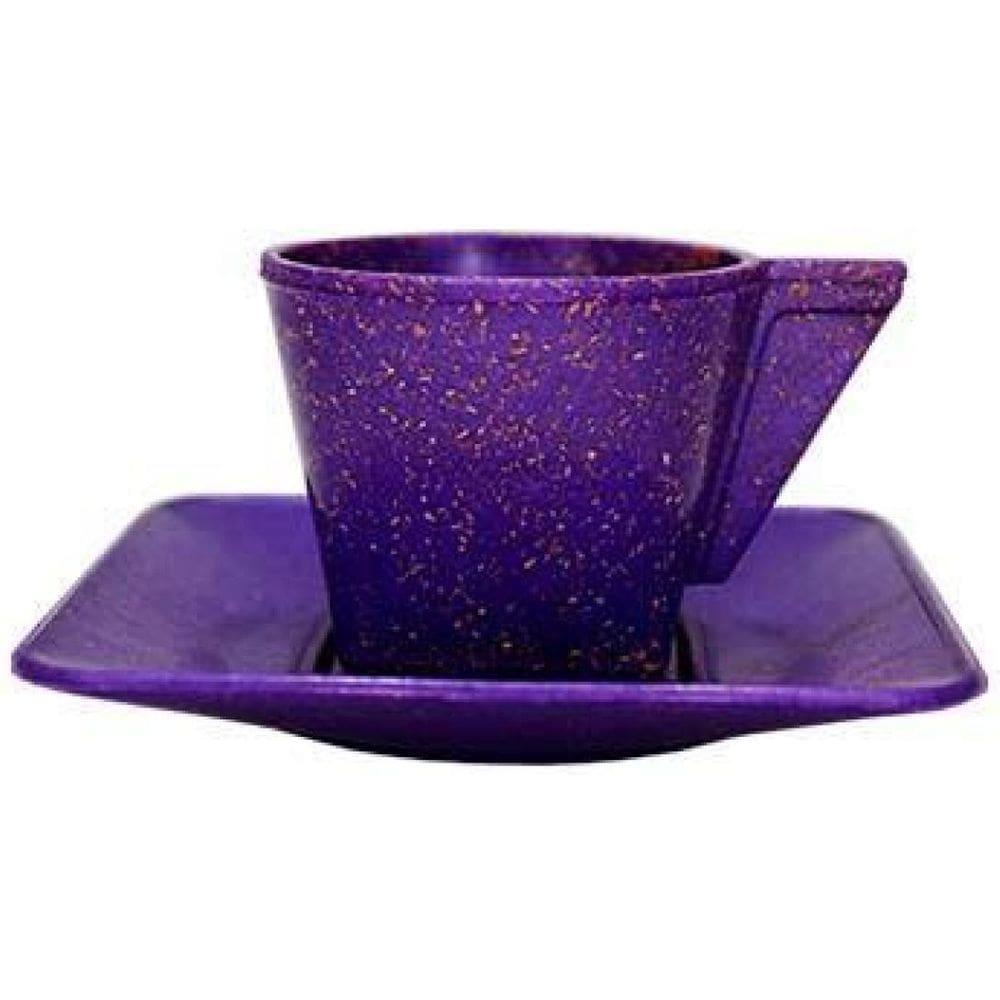 Kit 2 Xícara E Pires 50Ml Fibra Madeira Lilás