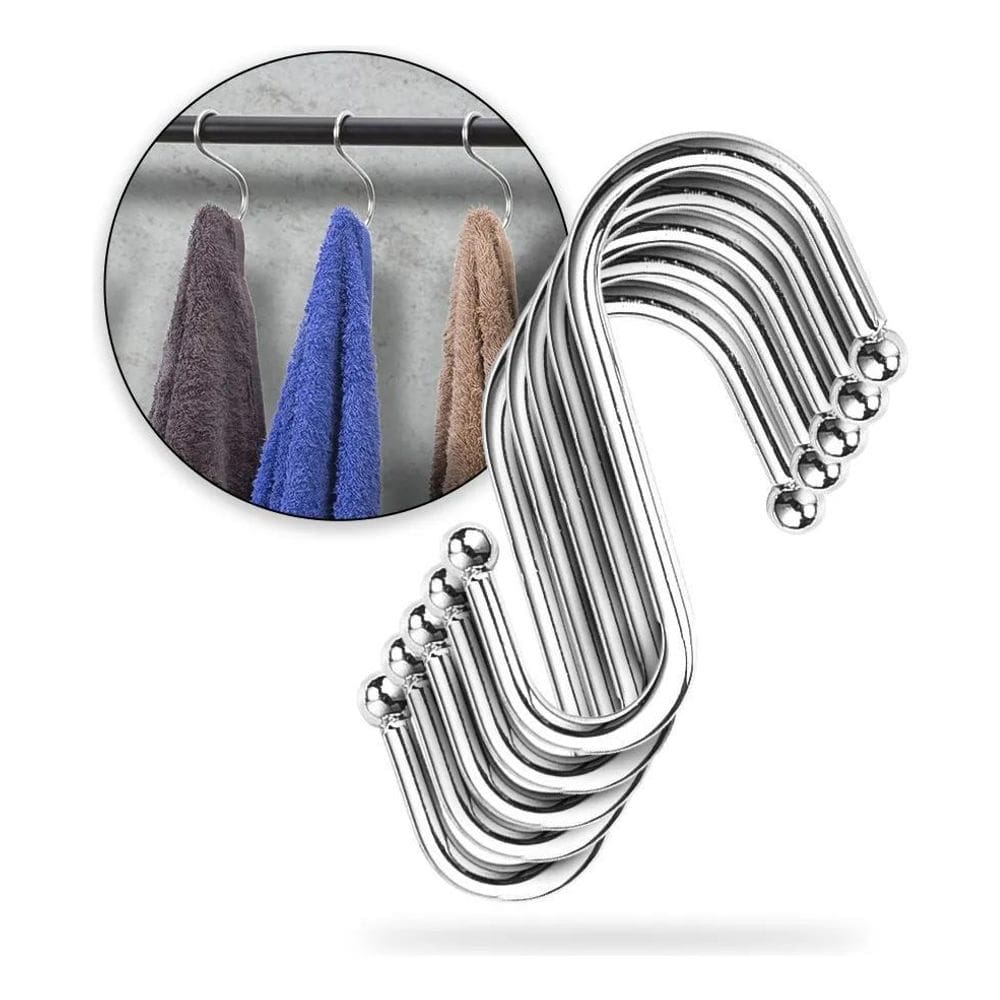 2X Kit 10 Ganchos Aço Inox Cozinha Barra Utensilios Roupa 5K