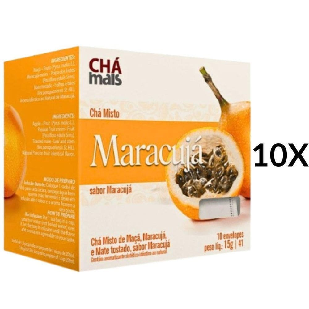 Chá De Maracujá Vegano Cx10 Sachês De 1,5G Kit 10