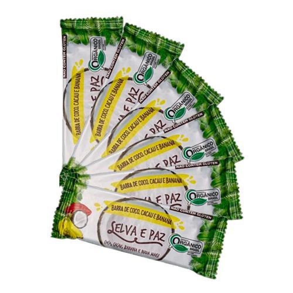 Kit 6X: Barra Frutas Coco, Cacau E Banana Orgânica Selva E