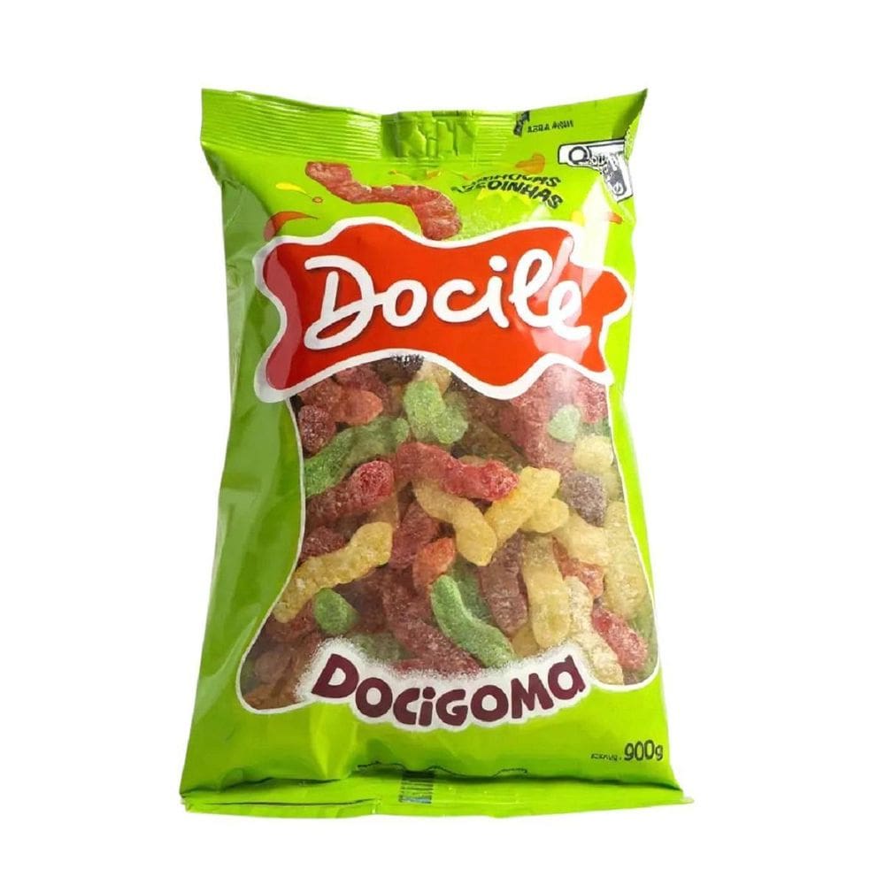Saco De Bala De Goma Docigoma Minhoca Azedinha Frutas 900G