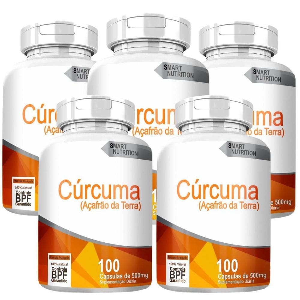 Cúrcuma Kit Com 5 Potes Com Total De 500 Capsulas