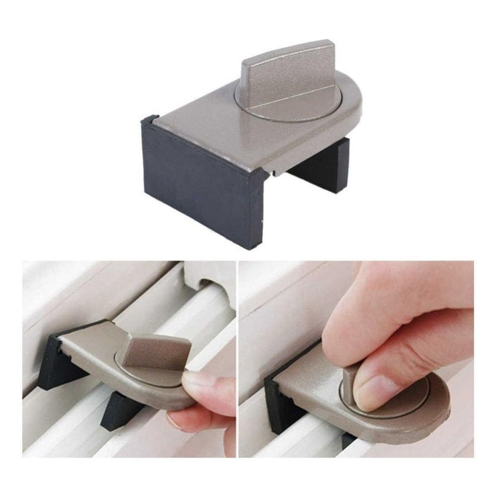 Trava Limitador De Segurança Porta Janela Deslizante Marrom