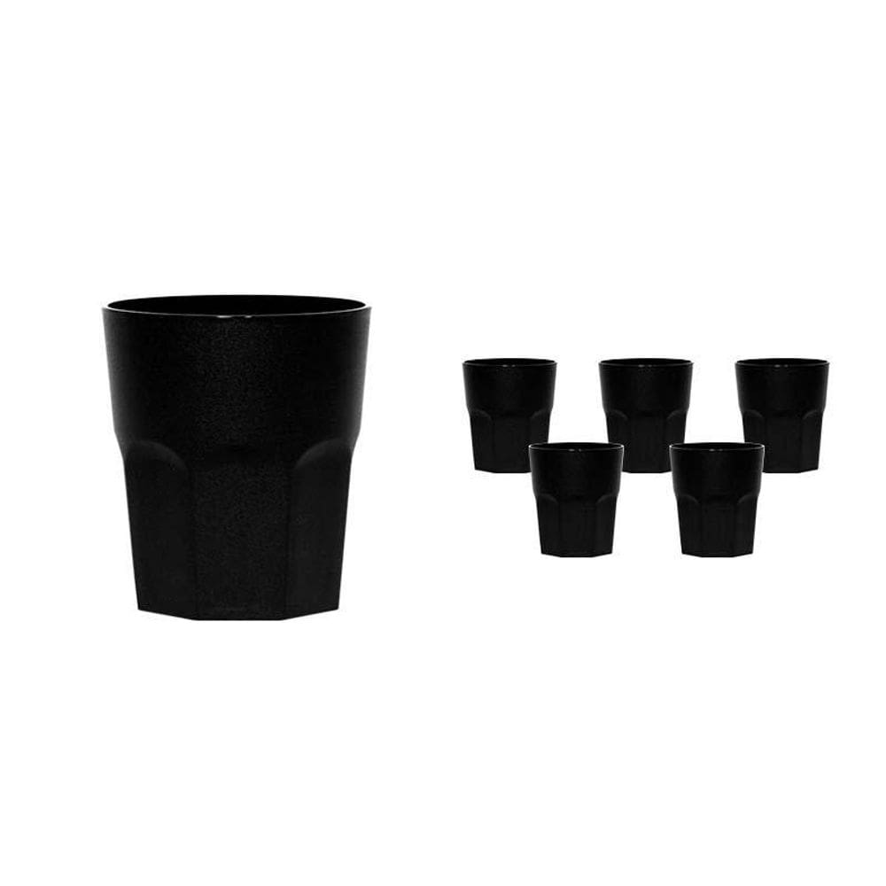 Kit 6 Copos Mini Roma Preto 300Ml Plástico Premium