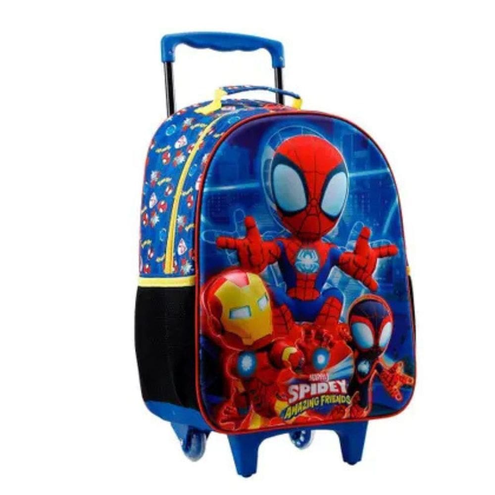 Mochila Spidey Homem Aranha Reforçada Resistente Bolsos para Garrafinha Estampa 3D 16` - Spidey AF - Xeryus
