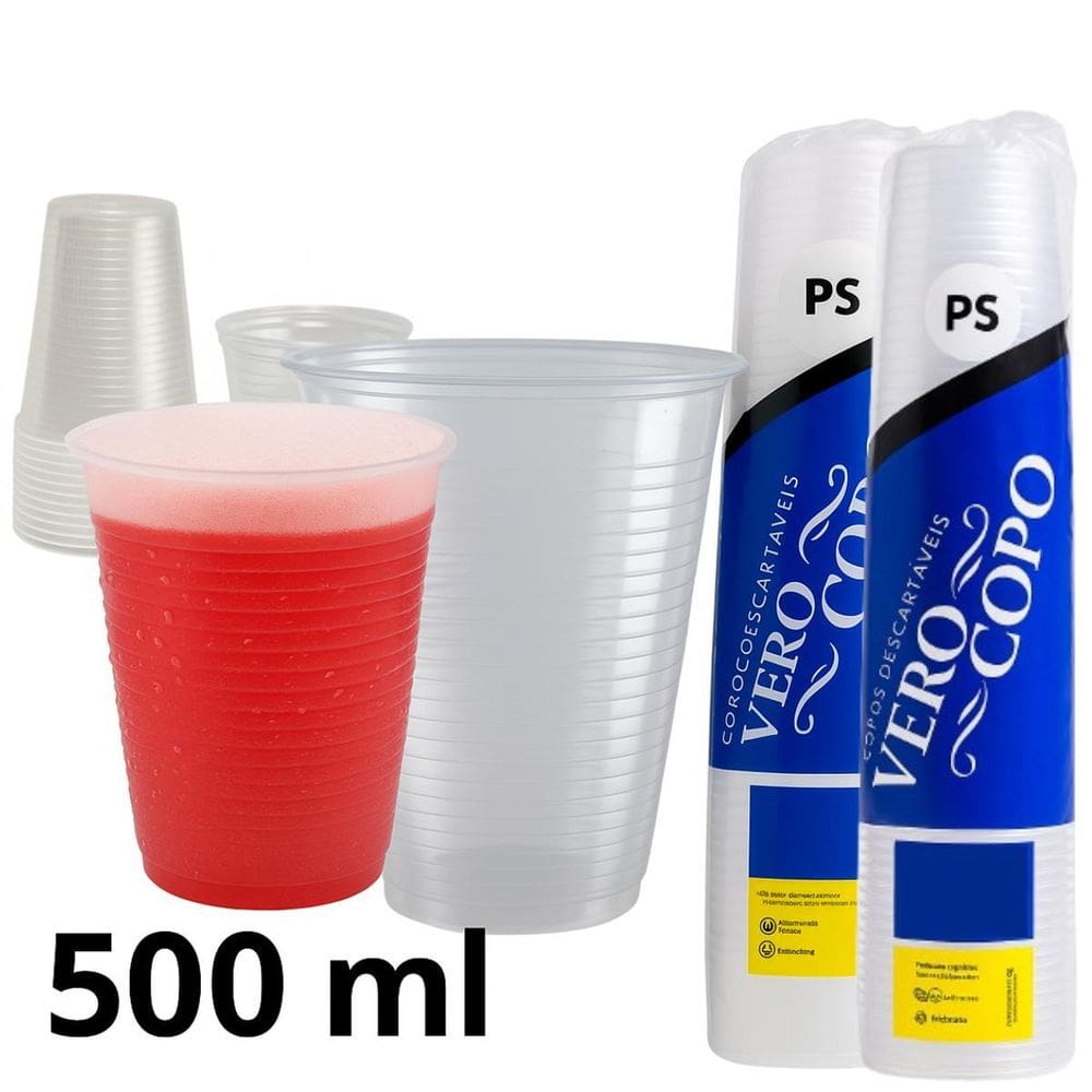 Kit 2 Copos Descartáveis Sucos Bebidas E Refri 500Ml 100 Un.
