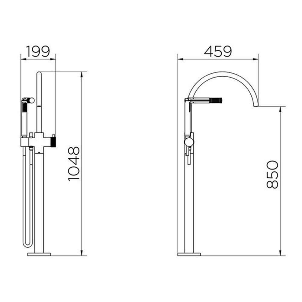 Misturador Monocomando de Piso para Banheira Docol Mix&Match 90015942044 com Ducha Níquel Escovado