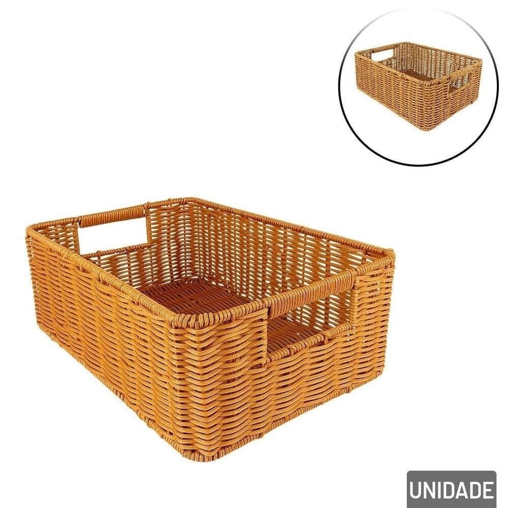 Cesto de Plástico 33x23cm Organizador Trançado - Tudo em Caixa