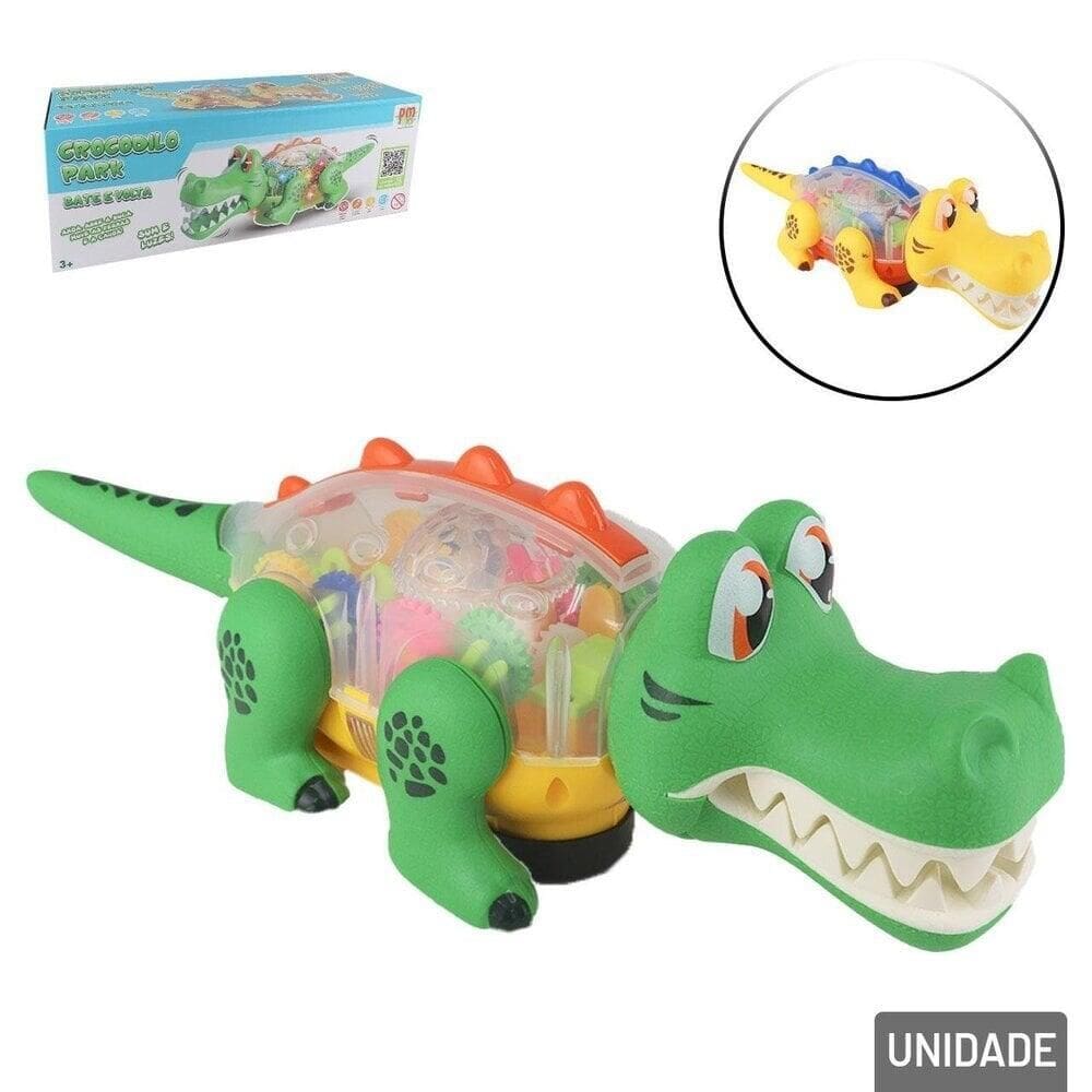 Crocodilo Bate e Volta com Movimento LUZ SOM Color - Tudo em Caixa