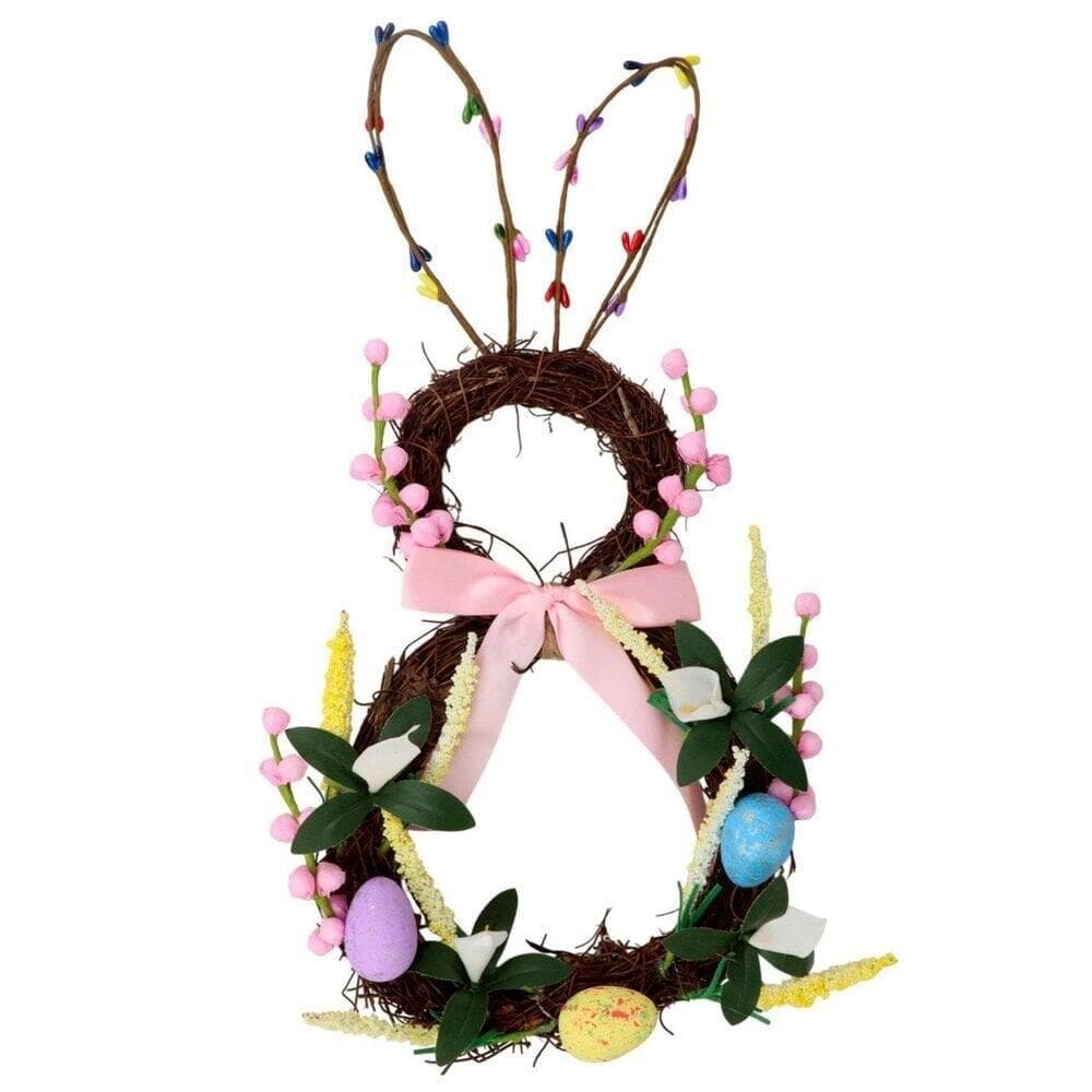 Enfeite de Páscoa Guirlanda 40cm Coelho Decorado - Tudo em Caixa