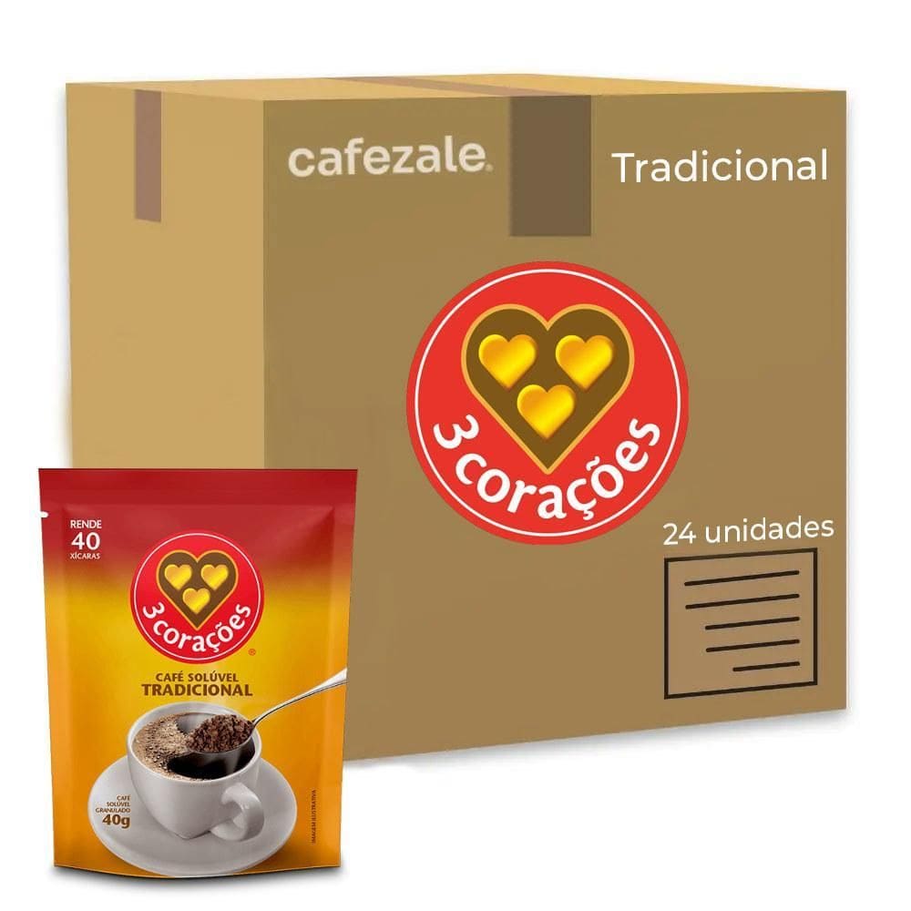 Café Três Corações Solúvel Tradicional Kit 24 Pacotes De 40G