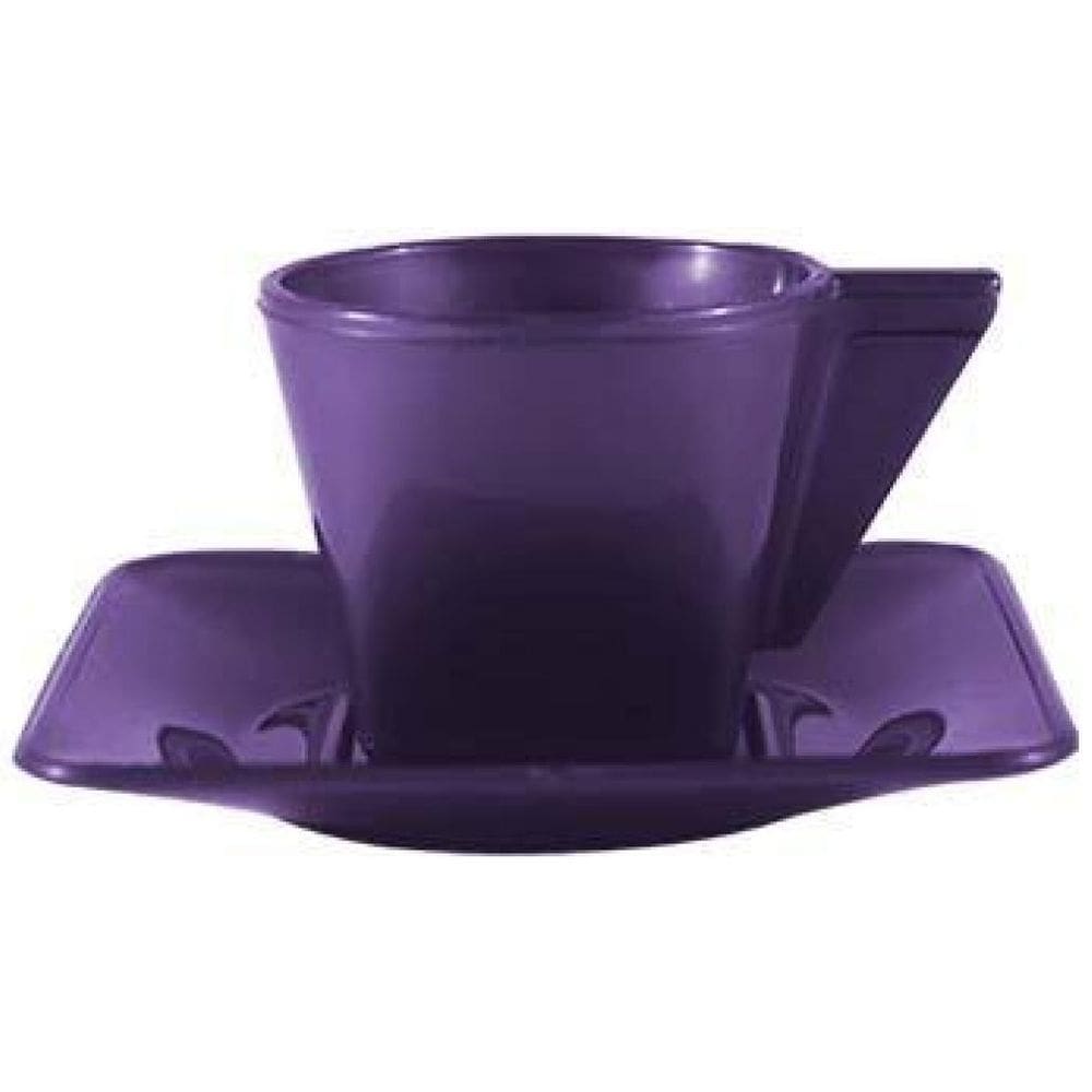 Kit 6 Xícara E Pires Lilás 50Ml Plástico