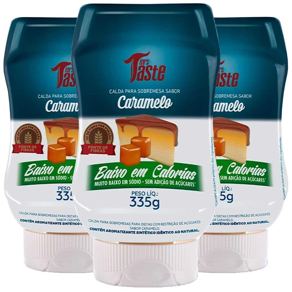 3X Calda De Caramelo Mrs Taste Para Sorvete Zero Açúcar 300G