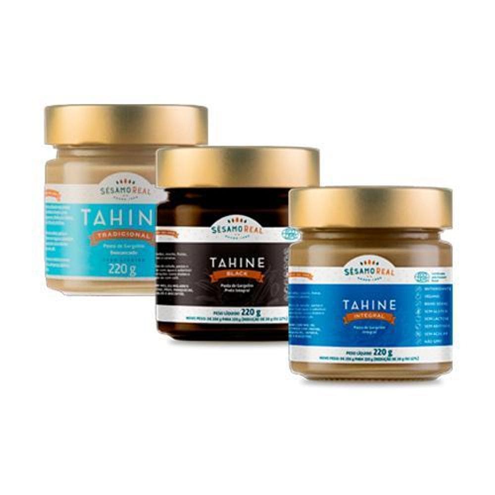 Kit 3 Tahine Sésamo Real 220G: Tradicional, Black, Integral