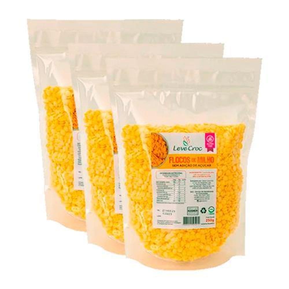 Kit 3X: Flocos De Milho Natural Sem Glúten Leve Croc 250G