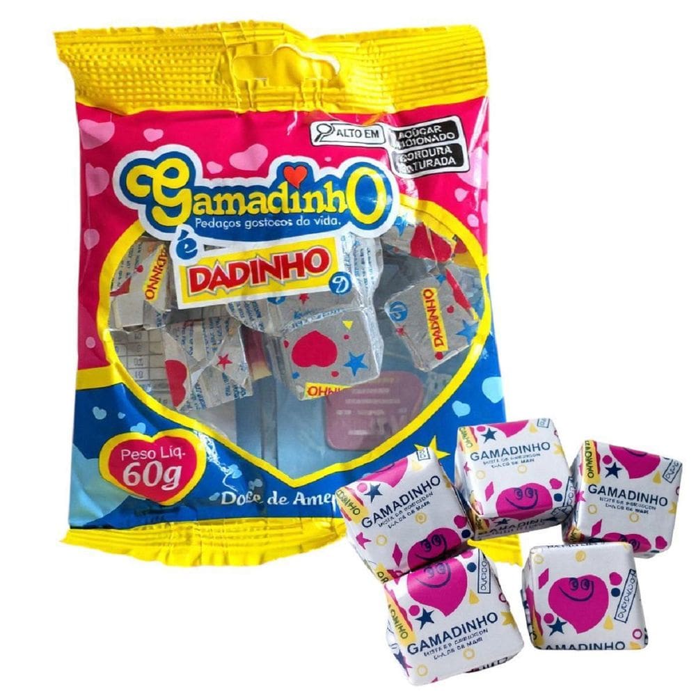 Kit 50 Pacotinhos De Dadinho Gamadinho Amendoim Cremoso 60G