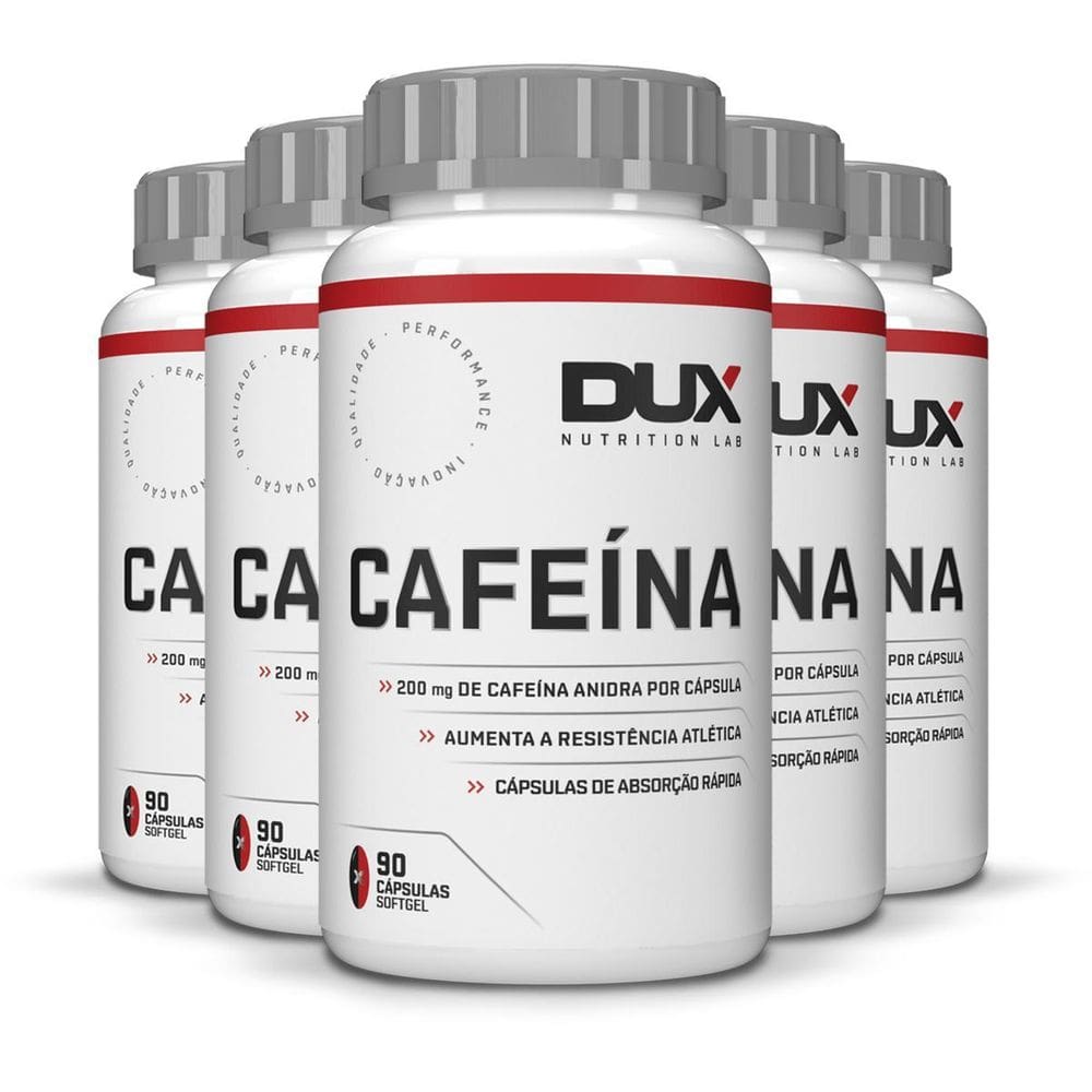 Kit 5 Cafeína Dux Sem Sabor 90 Cápsulas