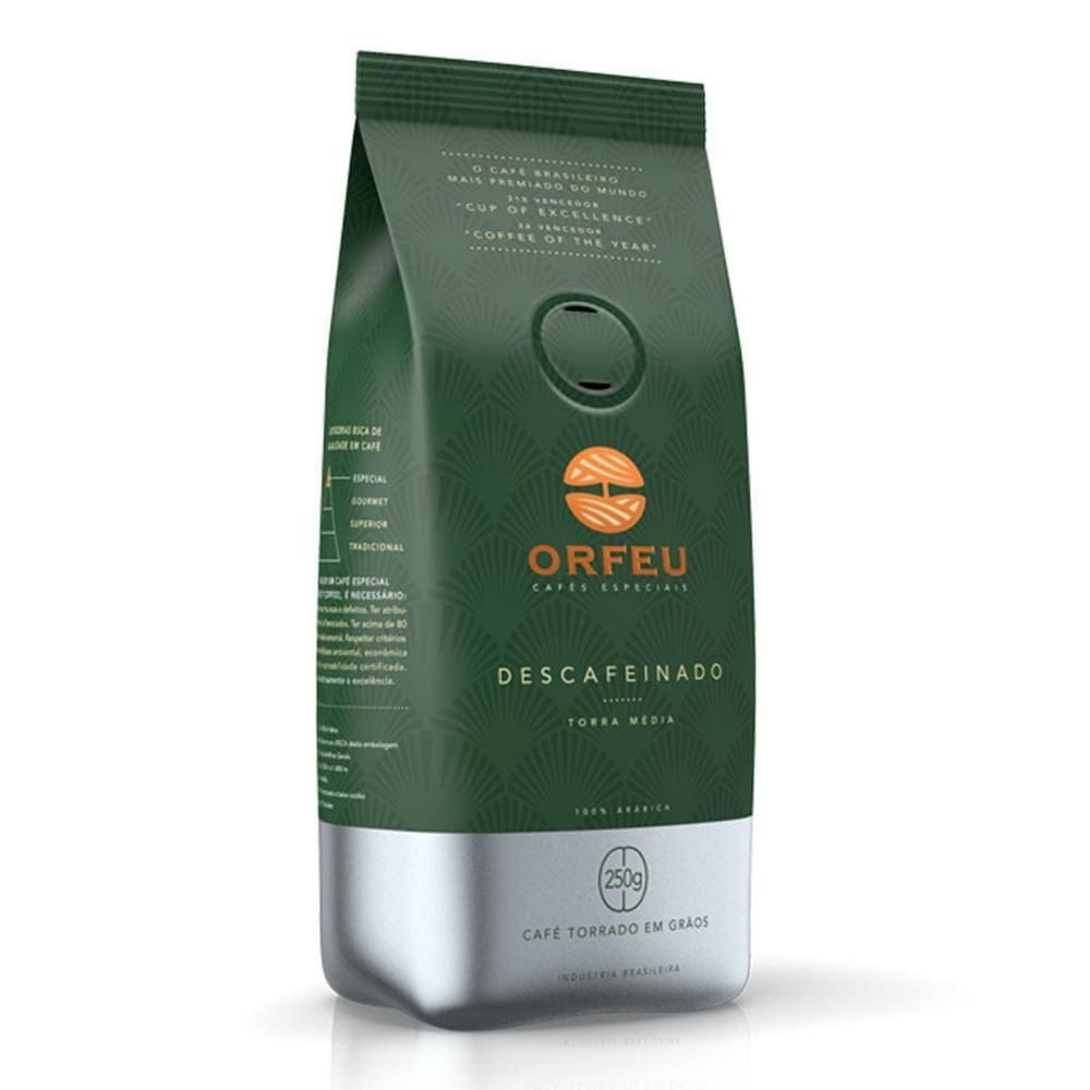 Café Em Grãos Premium Orfeu Descafeinado Pacote 250G