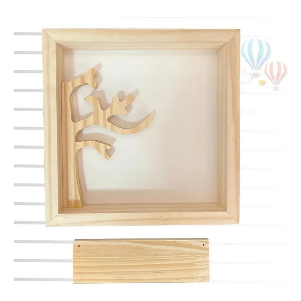 2X Quadro Moldura Madeira Pinus Amigurumi Porta Maternidade