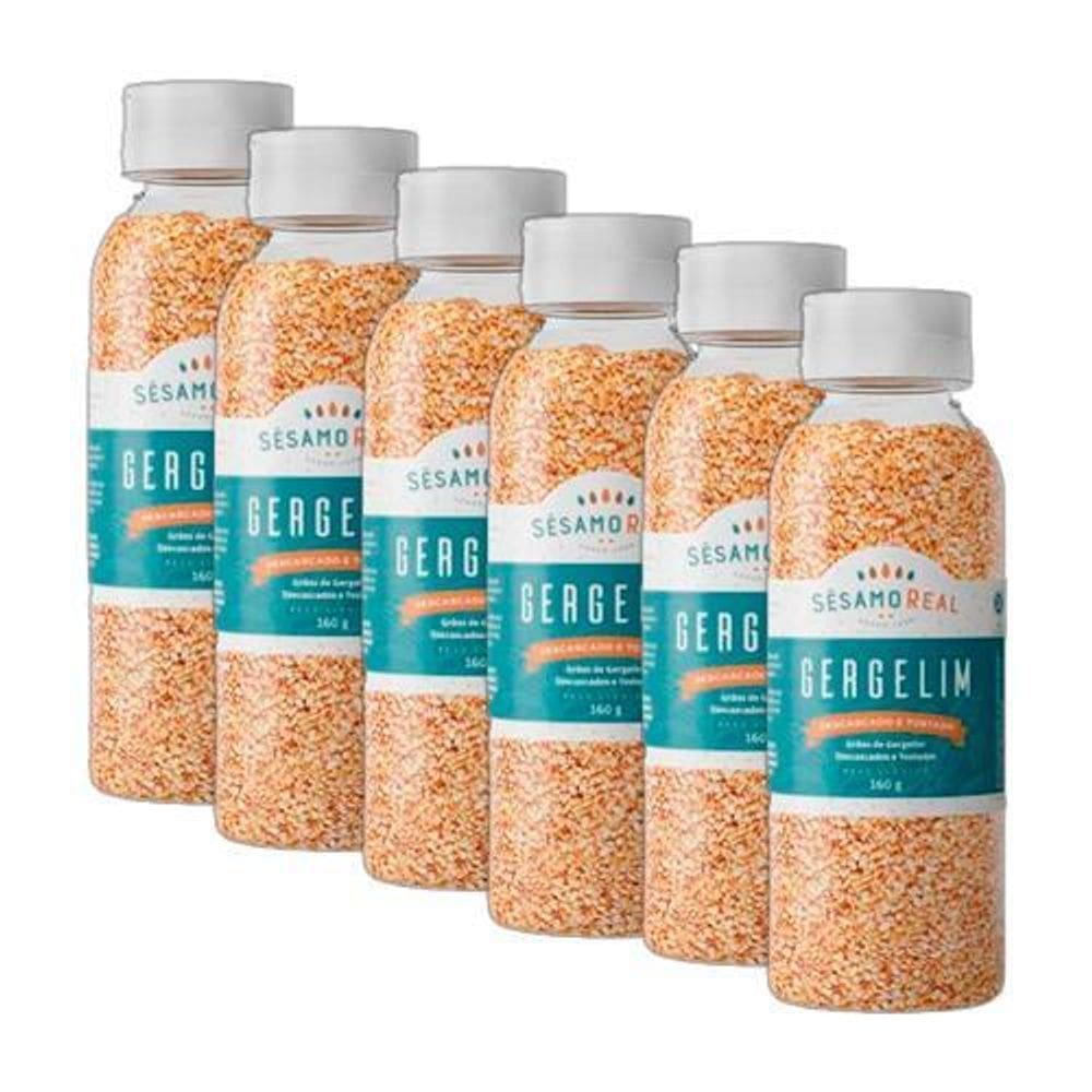 Kit 6X: Gergelim Branco Descascado/Tostado Sésamo Real 160G