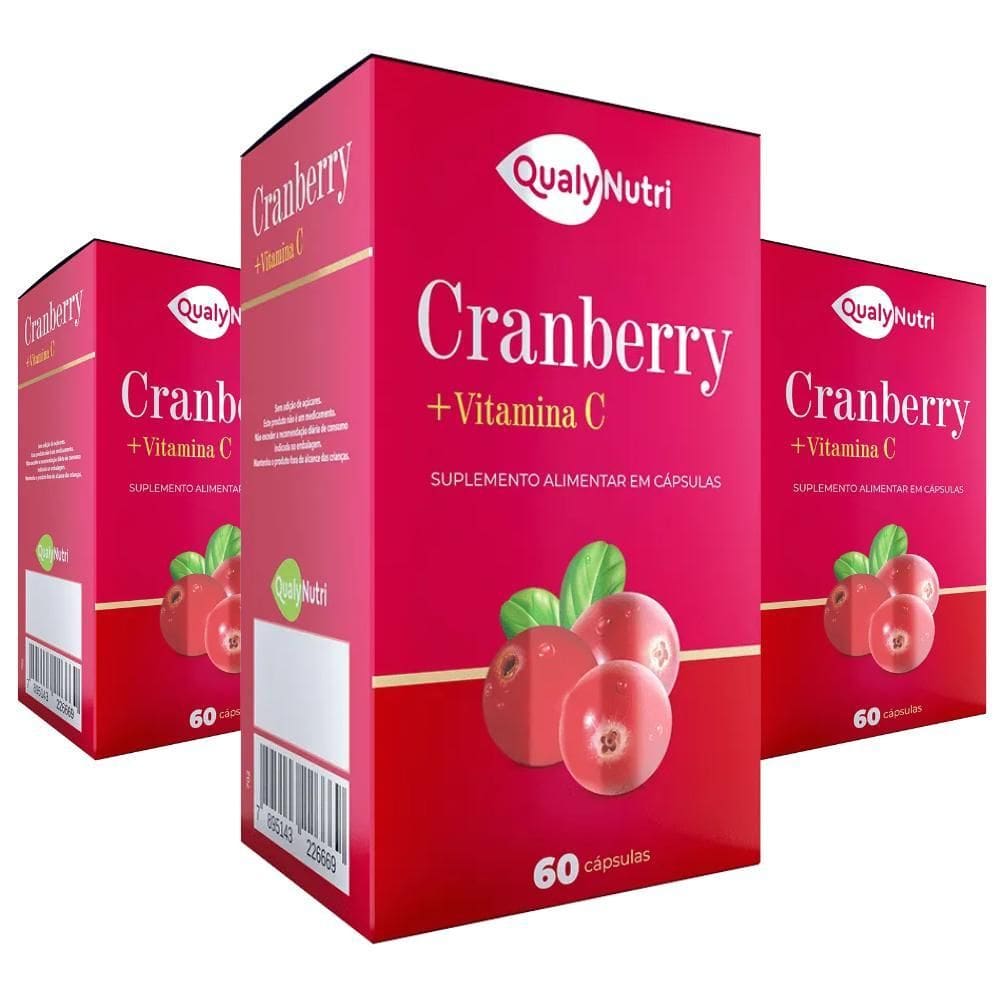 Kit C/3 Cranberry + Vitamina C 500Mg C/60 - Qualy Nutri