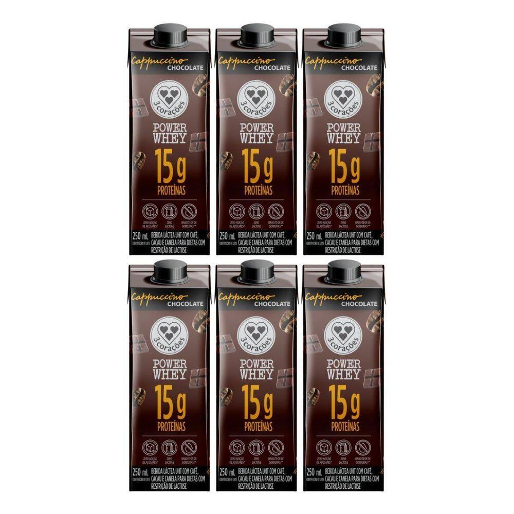 Kit 6 Cappuccino 15G Proteina Power Chocolate 250Ml