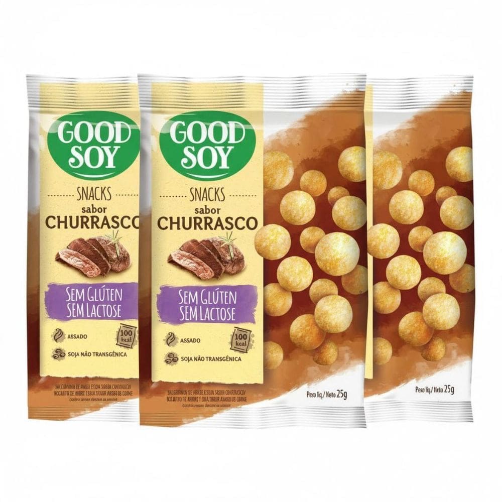 Kit 3 Snacks Churrasco 25G Goodsoy Sem Gluten E Lactose