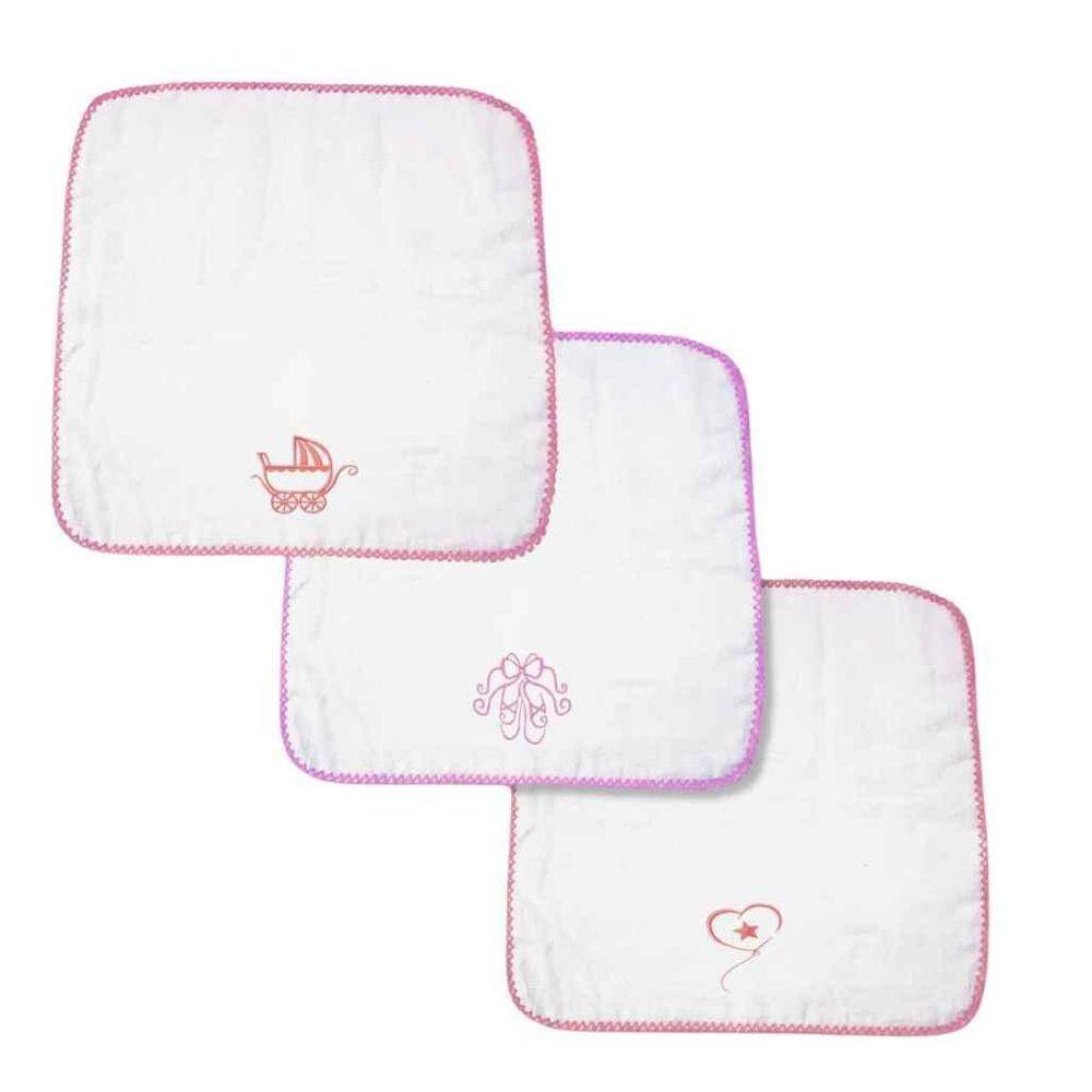 Kit 3 Pçs Fraldinha De Boca Feminino Pinte E Borde C/Crochê