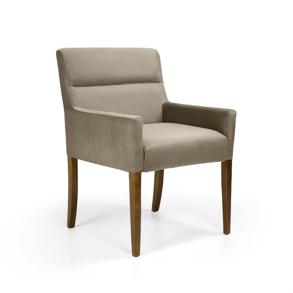 Poltrona para Sala de Estar Veludo Pés Madeira Angel Castor