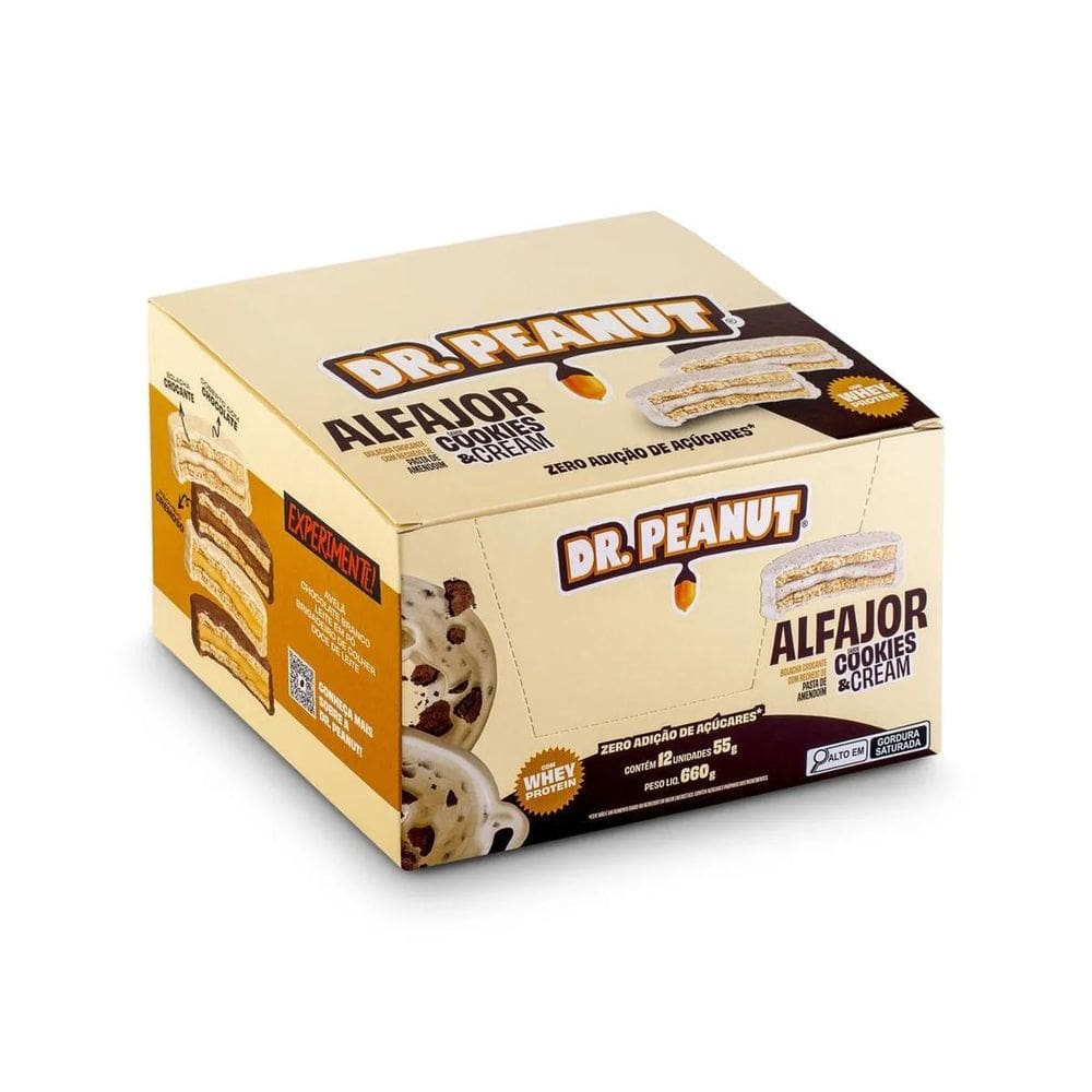 Alfajor Recheado Sabor Cookies Cream Whey Protein Caixa 12