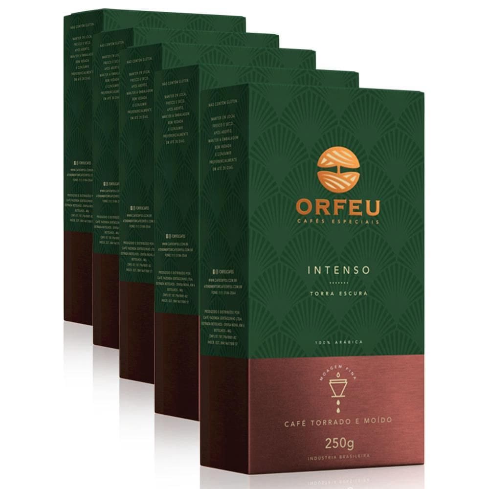 Café Moído Premium Orfeu Intenso Kit 5 Pacotes De 250G