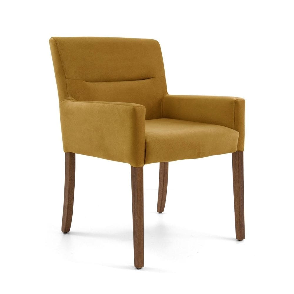 Poltrona para Sala de Estar Veludo Pés Madeira Angel Ouro