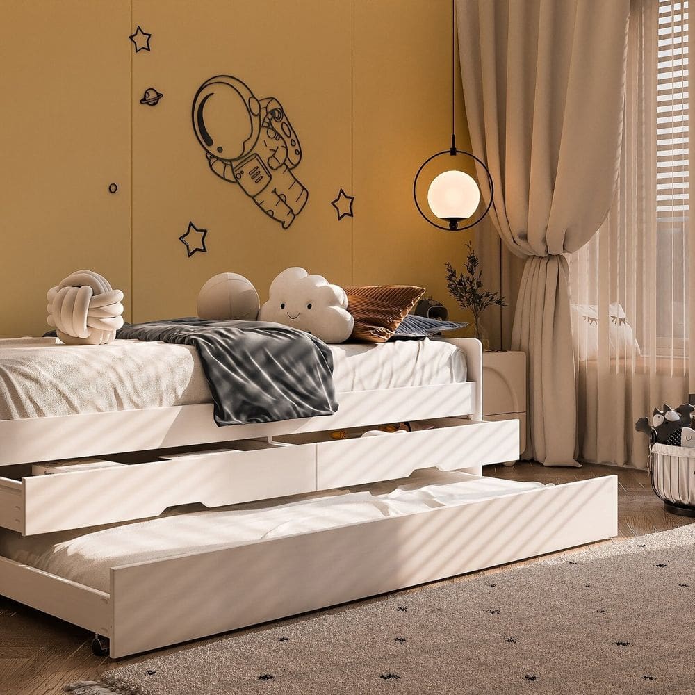 Bicama Solteiro em Madeira Maciça Luma Branco