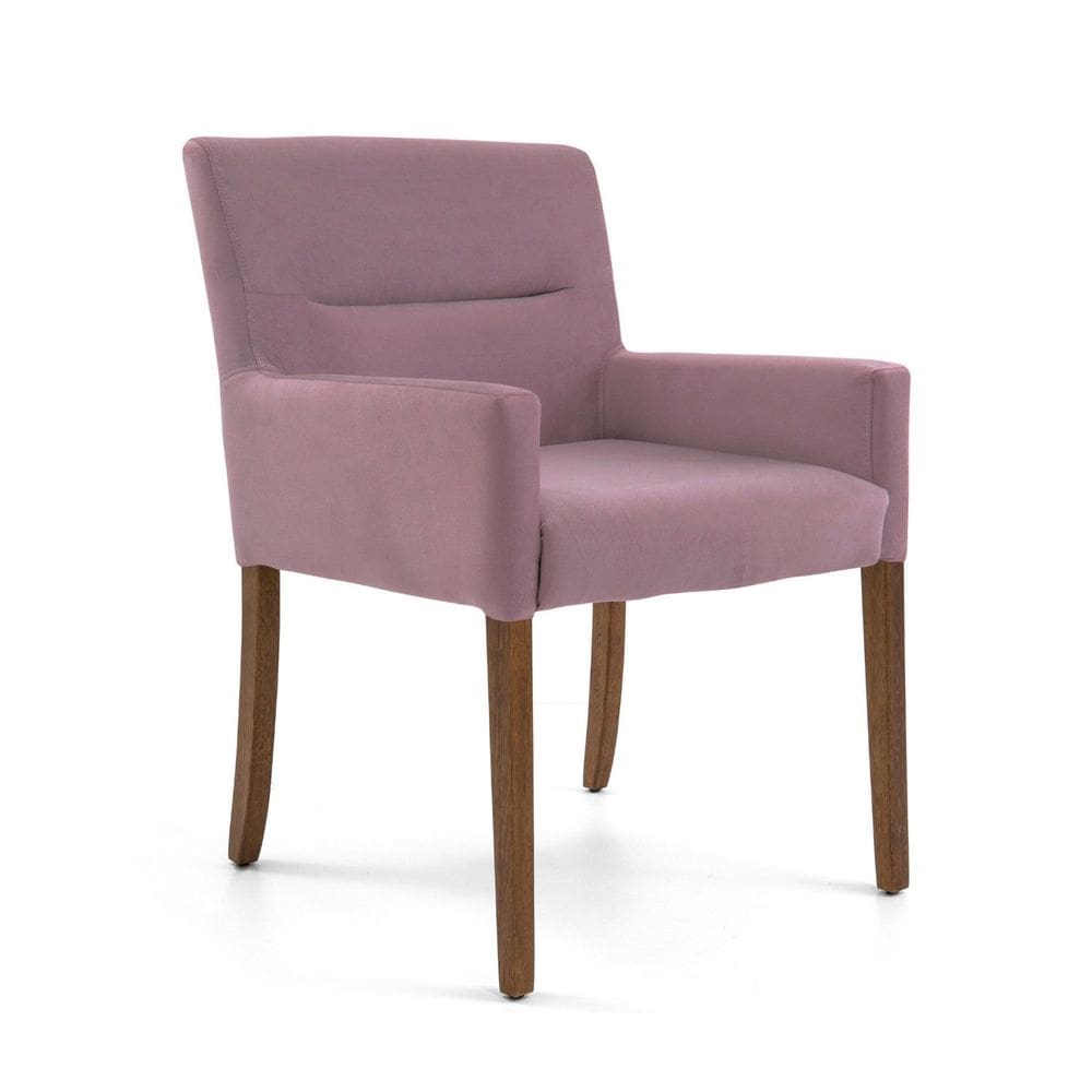 Poltrona para Sala de Estar Veludo Pés Madeira Angel Rosa