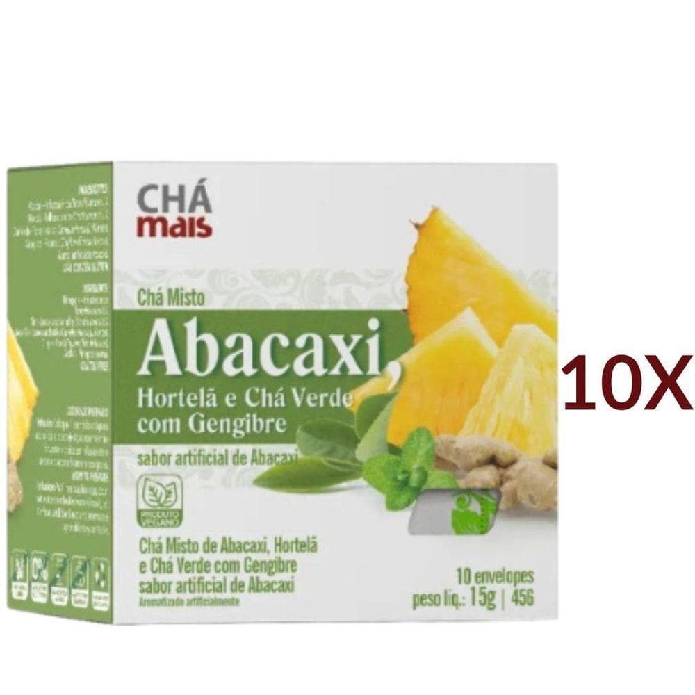 Chá De Abacaxi Chá Verde Hortelã E Gengibre 10 Sachês Kit 10