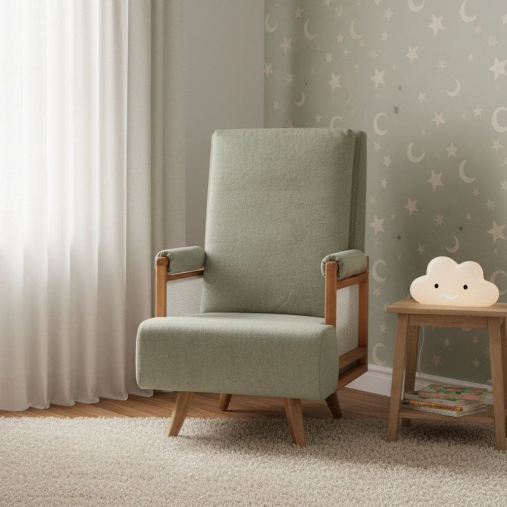 Poltrona de Amamentação Pés Madeira Mila Verde