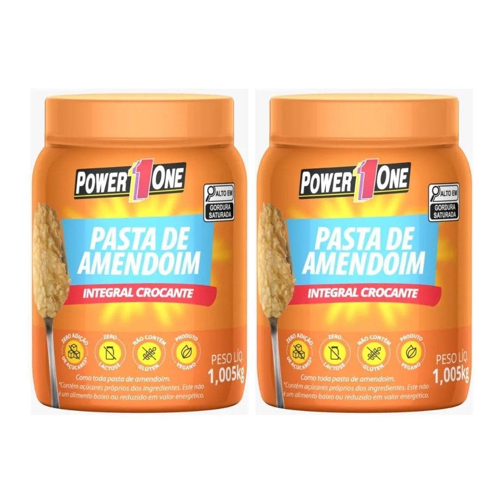 Kit 2 Pasta Amendoim Crocante Integral Pote 1Kg Em Gluten