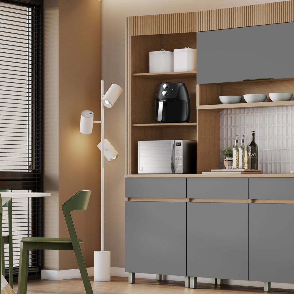 Paneleiro Torre Angular 1 Porta 1 Gaveta 65cm 100% Mdf Realeza Premium Carvalho/Titânio