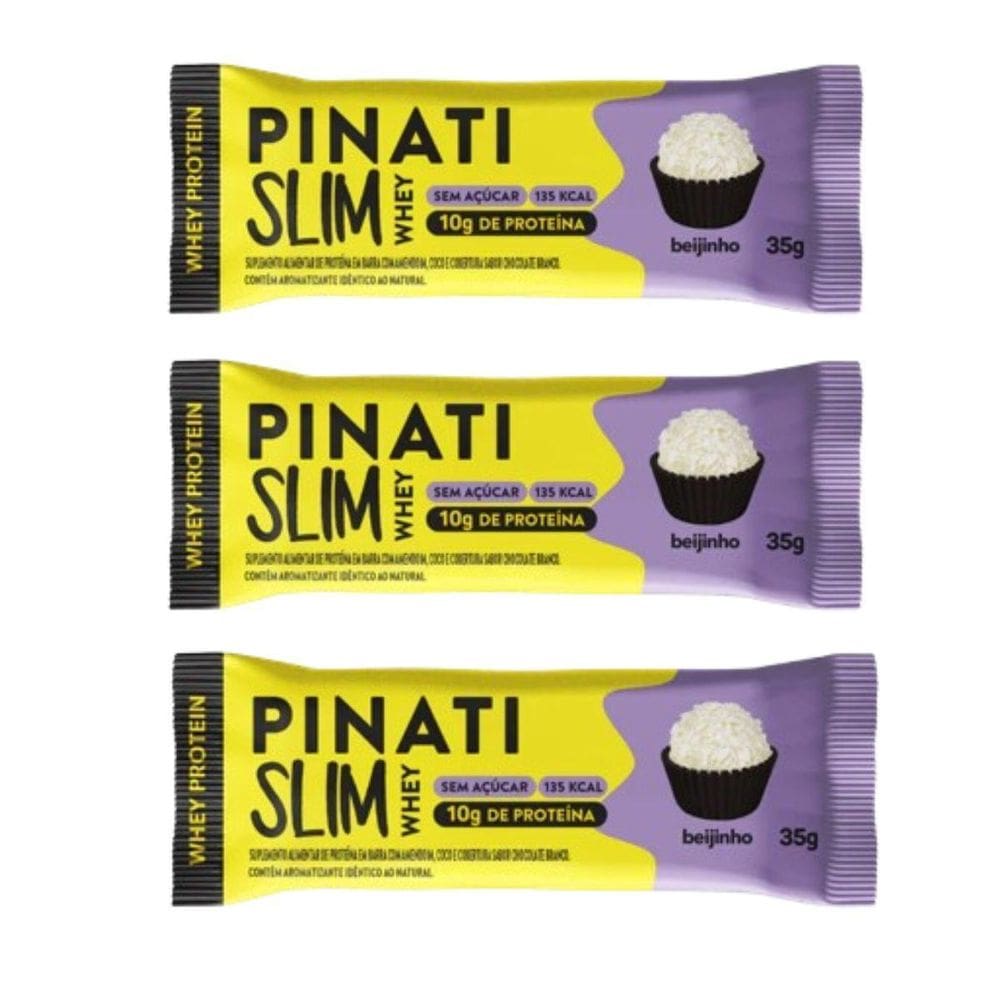 Kit 3 Barra Slim Whey Protein 10 G Beijinho Pinati