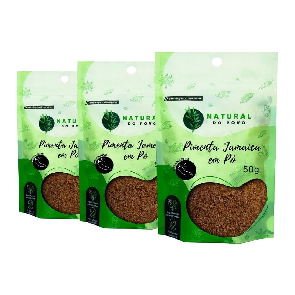 Pimenta Jamaica Em Pó Qualidade Premium Kit 3 Pouch 50G