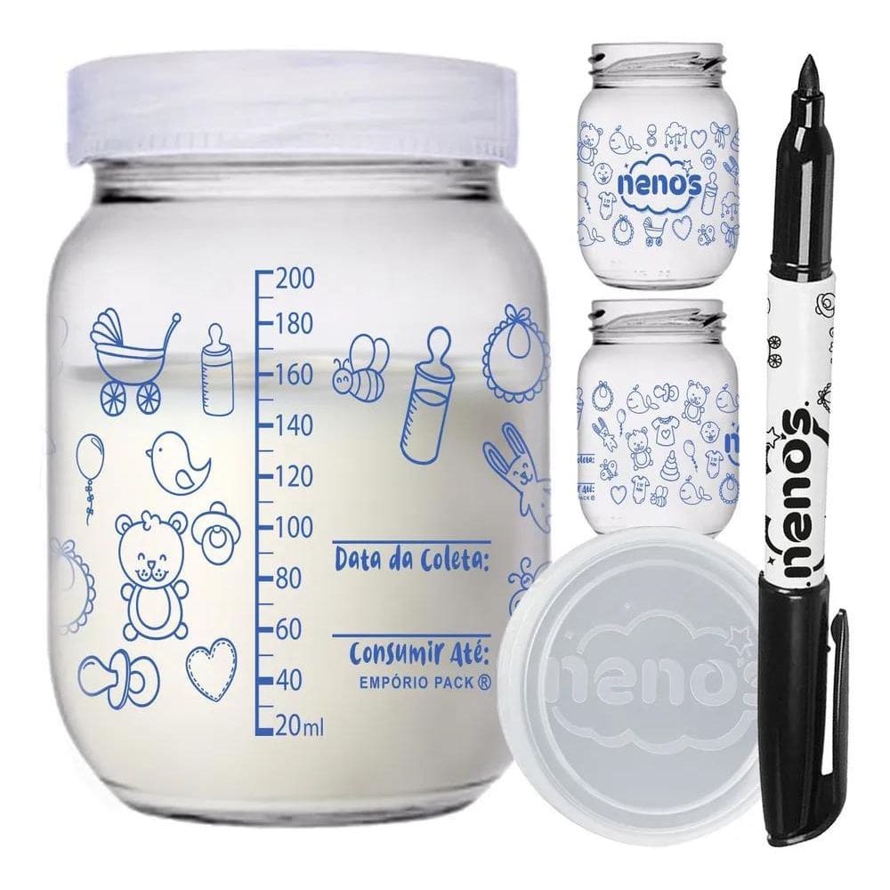 2X 3 Potes Vidro Armazenar Leite Materno, Papinha