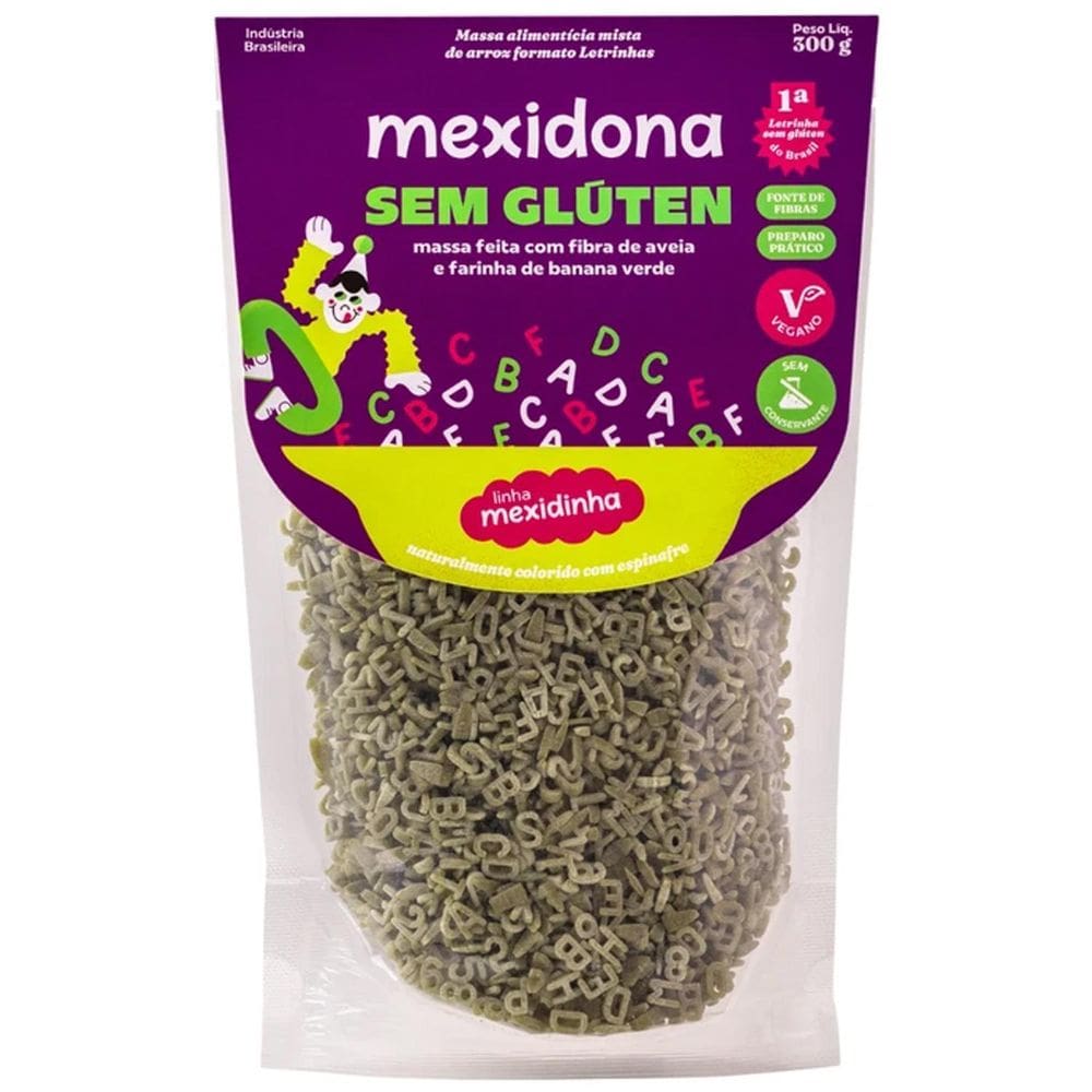 Macarrão De Letrinhas Sabor Espinafre Mexidona 300G
