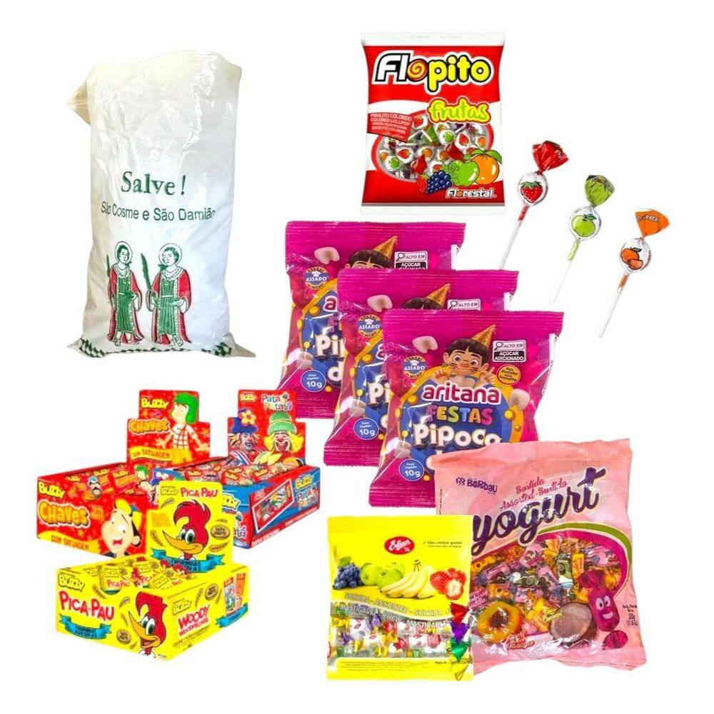 Kit Cosme E Damião Top Com 50 Saquinhos Doces Crianças