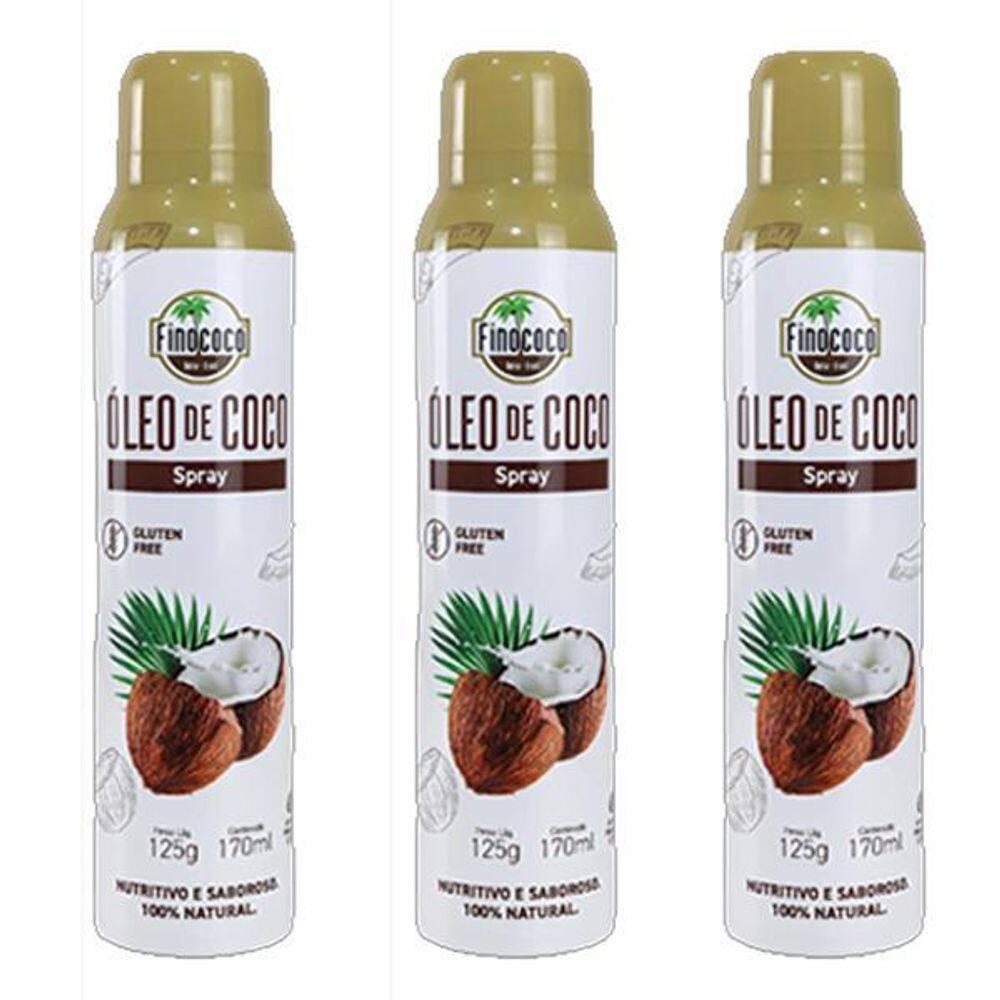 Kit 3X: Óleo De Coco Extra Virgem Spray Finococo 170Ml